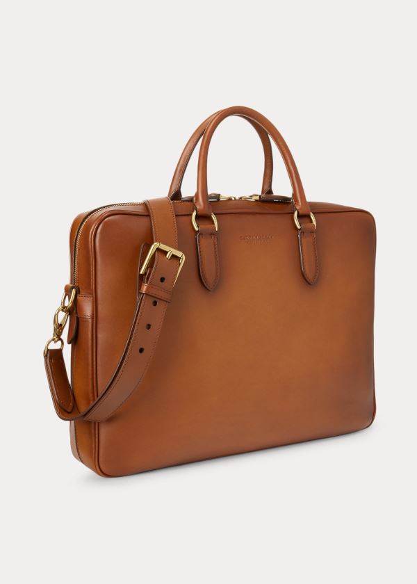 Men's Ralph Lauren Burnished Vachetta Briefcase | 046231XNB